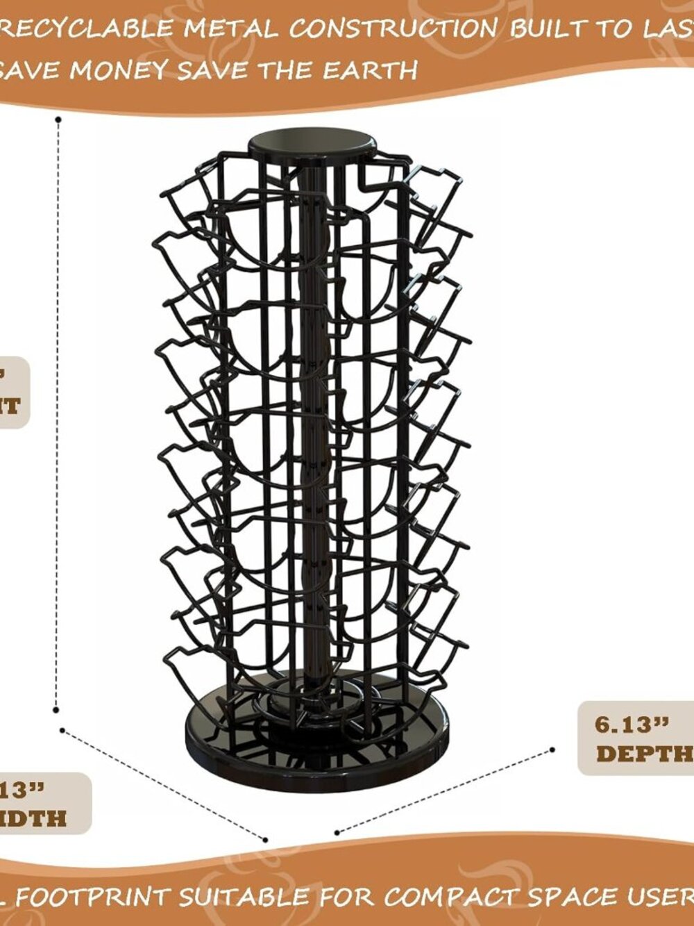 Coffee Pods Holder Organizer, 360 Degrees Revolving Pod Carousel Compatible for - Picture 3 of 9
